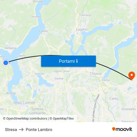 Stresa to Ponte Lambro map
