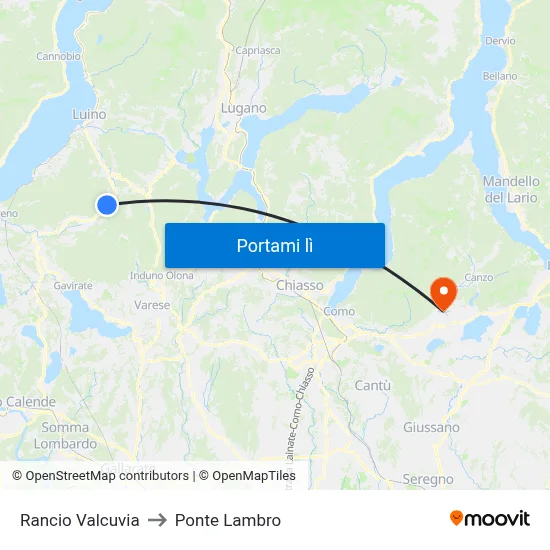 Rancio Valcuvia to Ponte Lambro map