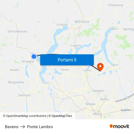 Baveno to Ponte Lambro map