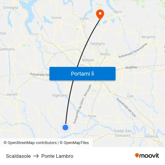 Scaldasole to Ponte Lambro map