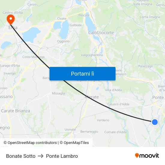 Bonate Sotto to Ponte Lambro map