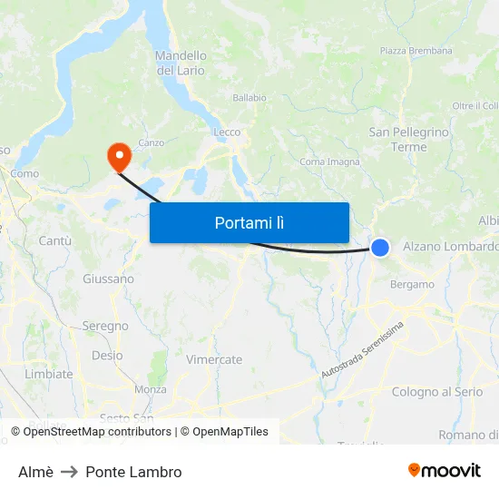 Almè to Ponte Lambro map