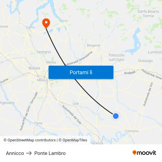Annicco to Ponte Lambro map