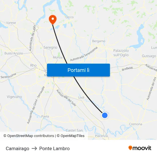 Camairago to Ponte Lambro map