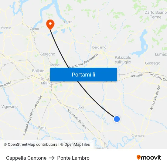 Cappella Cantone to Ponte Lambro map