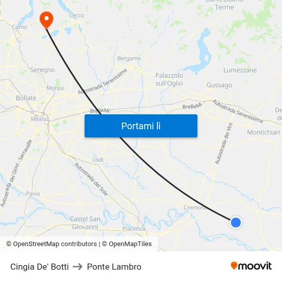 Cingia De' Botti to Ponte Lambro map
