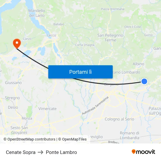 Cenate Sopra to Ponte Lambro map