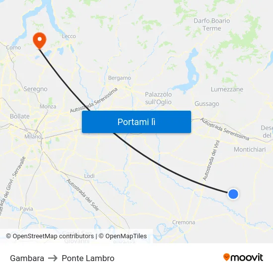Gambara to Ponte Lambro map
