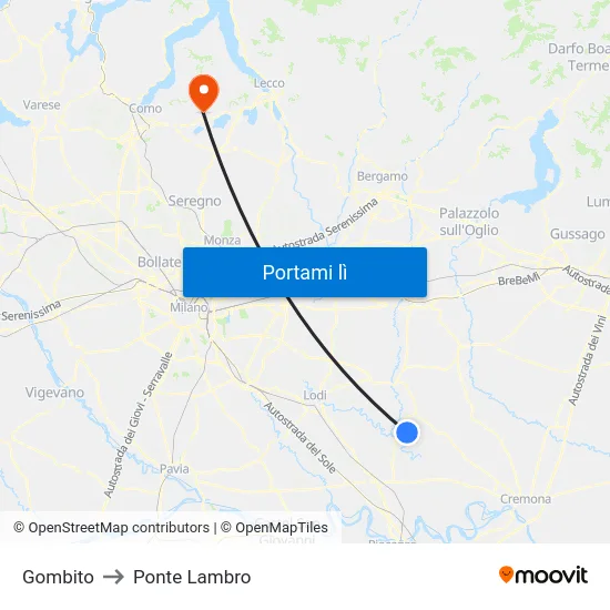 Gombito to Ponte Lambro map