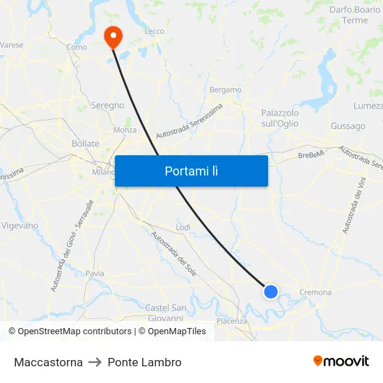 Maccastorna to Ponte Lambro map