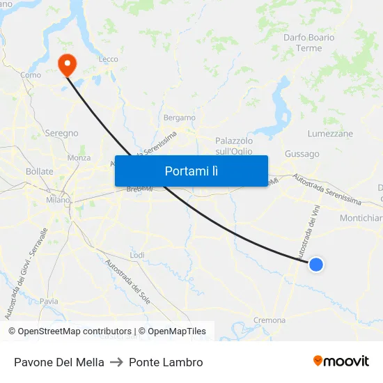 Pavone Del Mella to Ponte Lambro map