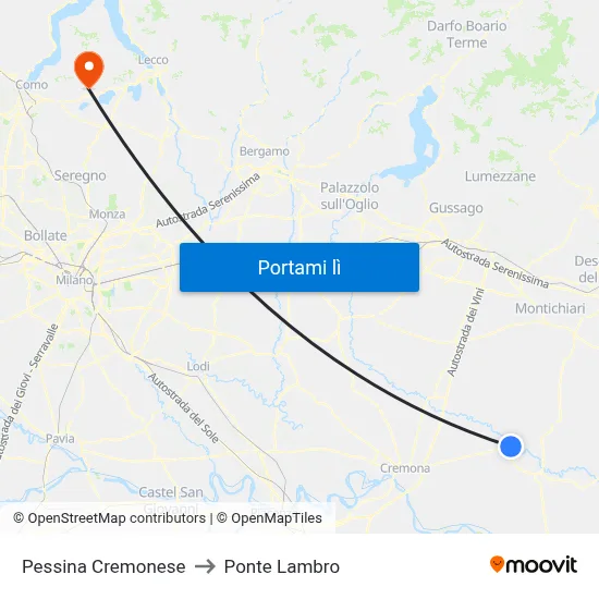 Pessina Cremonese to Ponte Lambro map