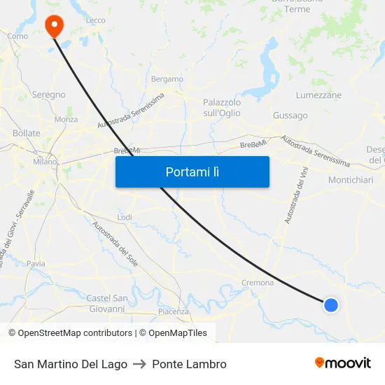 San Martino Del Lago to Ponte Lambro map