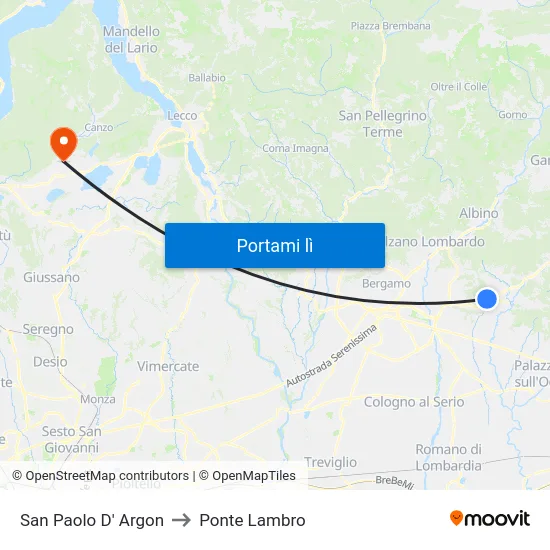 San Paolo D' Argon to Ponte Lambro map