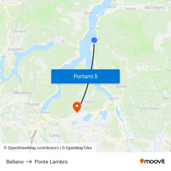 Bellano to Ponte Lambro map