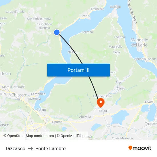Dizzasco to Ponte Lambro map