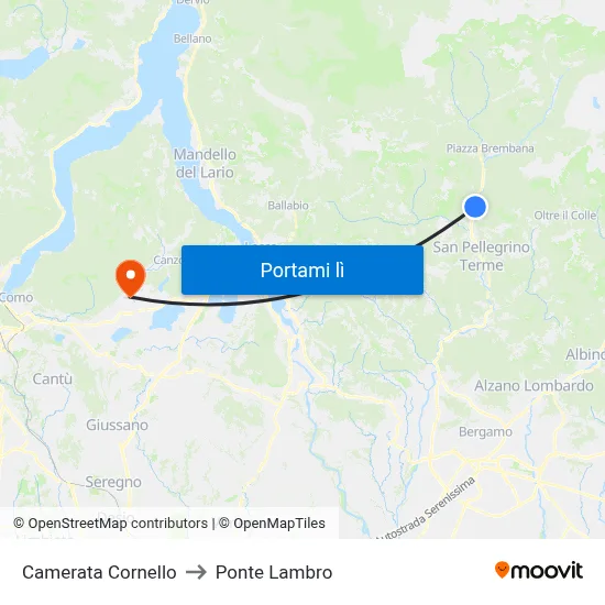 Camerata Cornello to Ponte Lambro map