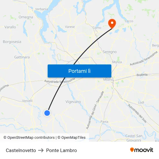Castelnovetto to Ponte Lambro map