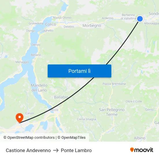 Castione Andevenno to Ponte Lambro map