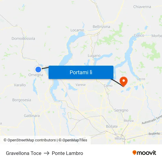 Gravellona Toce to Ponte Lambro map