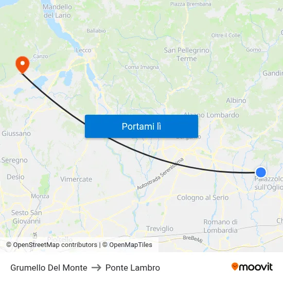 Grumello Del Monte to Ponte Lambro map