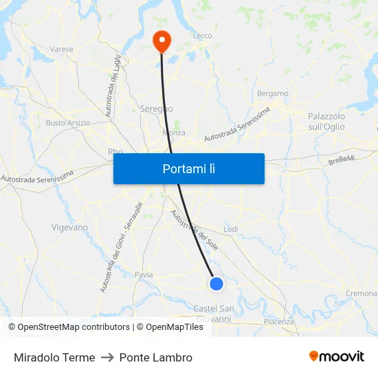 Miradolo Terme to Ponte Lambro map