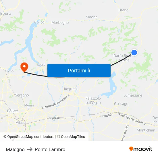 Malegno to Ponte Lambro map