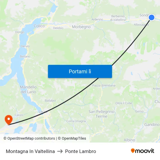 Montagna In Valtellina to Ponte Lambro map