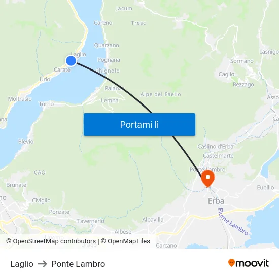 Laglio to Ponte Lambro map