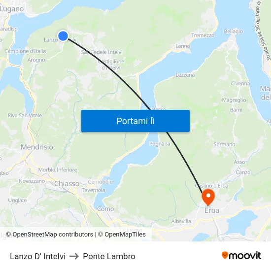 Lanzo D' Intelvi to Ponte Lambro map