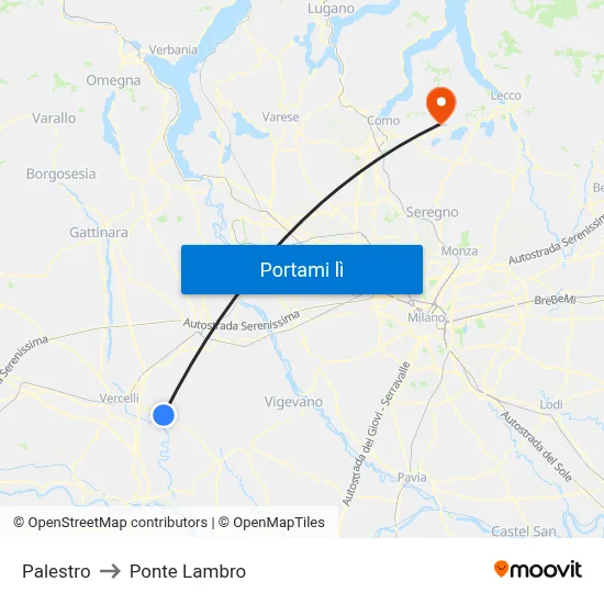 Palestro to Ponte Lambro map