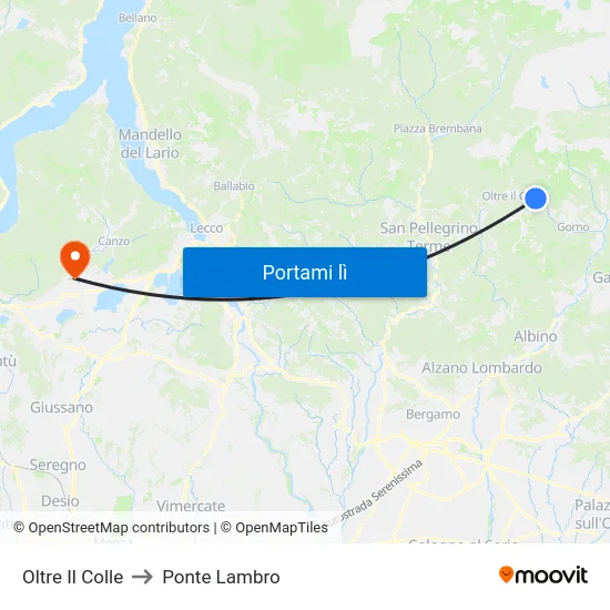 Oltre Il Colle to Ponte Lambro map