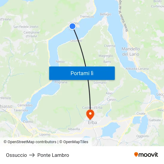 Ossuccio to Ponte Lambro map