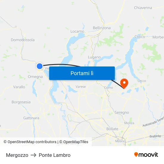 Mergozzo to Ponte Lambro map