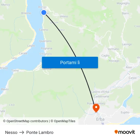 Nesso to Ponte Lambro map