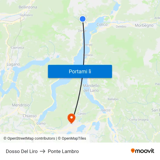 Dosso Del Liro to Ponte Lambro map