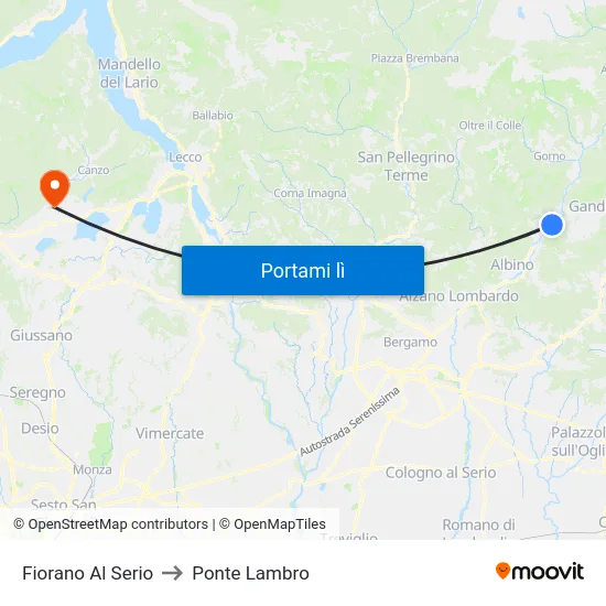 Fiorano Al Serio to Ponte Lambro map