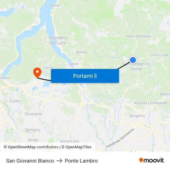 San Giovanni Bianco to Ponte Lambro map