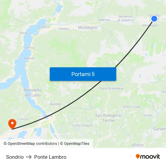 Sondrio to Ponte Lambro map