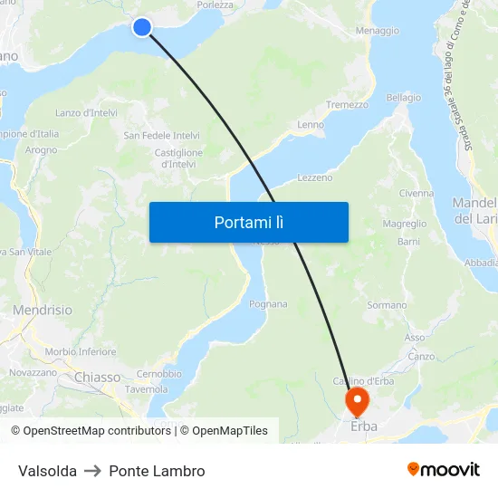 Valsolda to Ponte Lambro map