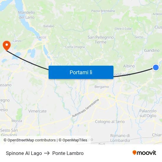Spinone Al Lago to Ponte Lambro map