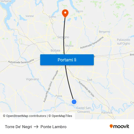 Torre De' Negri to Ponte Lambro map