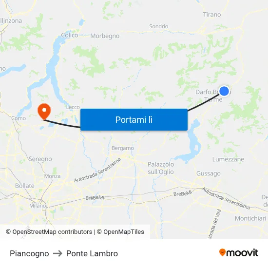 Piancogno to Ponte Lambro map