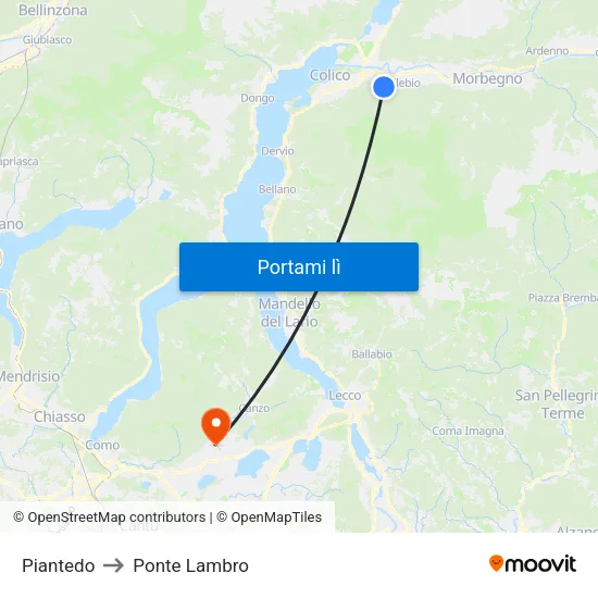 Piantedo to Ponte Lambro map