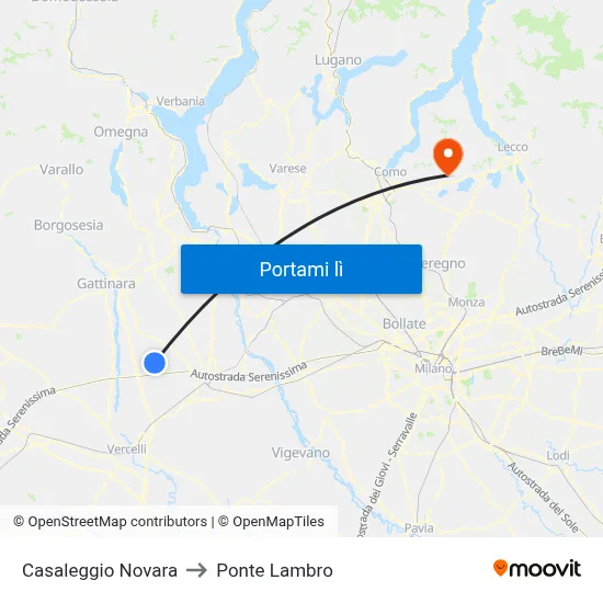 Casaleggio Novara to Ponte Lambro map