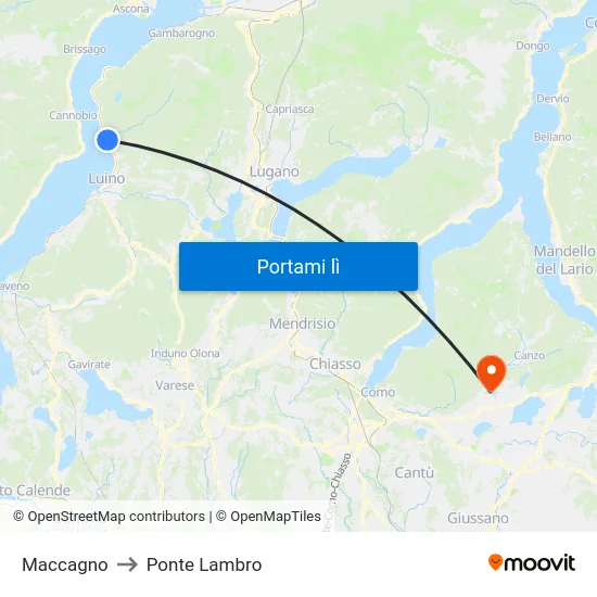 Maccagno to Ponte Lambro map