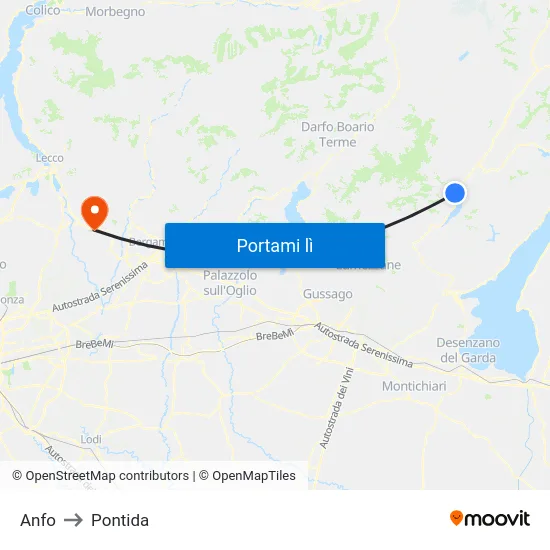Anfo to Pontida map