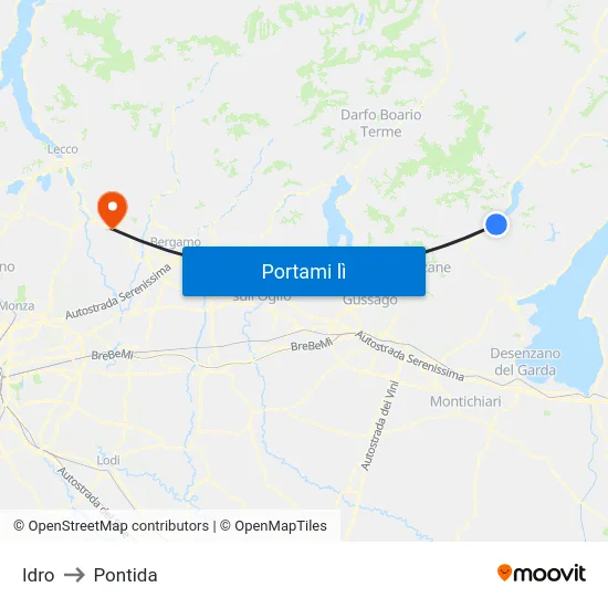Idro to Pontida map