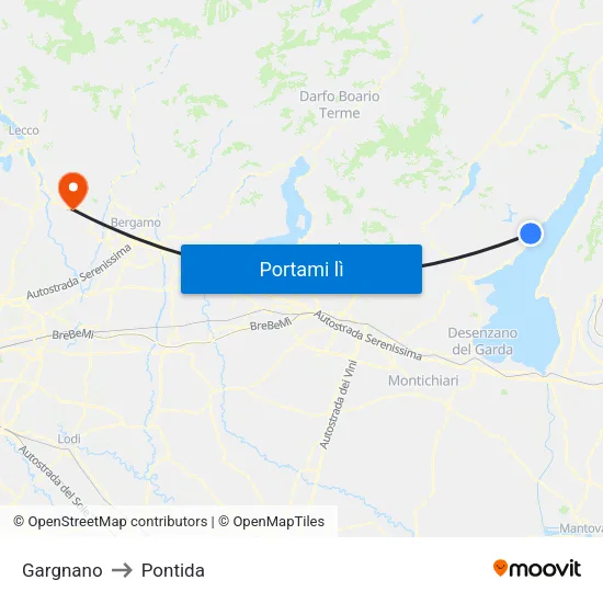 Gargnano to Pontida map