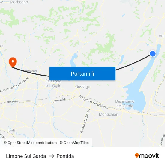 Limone Sul Garda to Pontida map